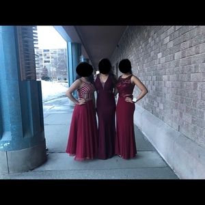 beautiful maroon mermaid prom dress